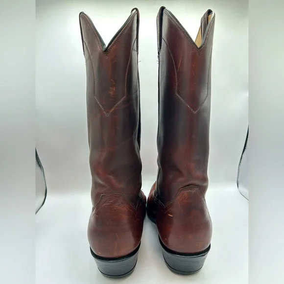 Vintage Men’s Panhandle Slim Brown Leather Cowboy Western Rancher Pull On Boots - Picture 11 of 14